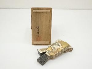 清閑寺窯造　色絵仁清松竹梅羽子板香合（共箱）